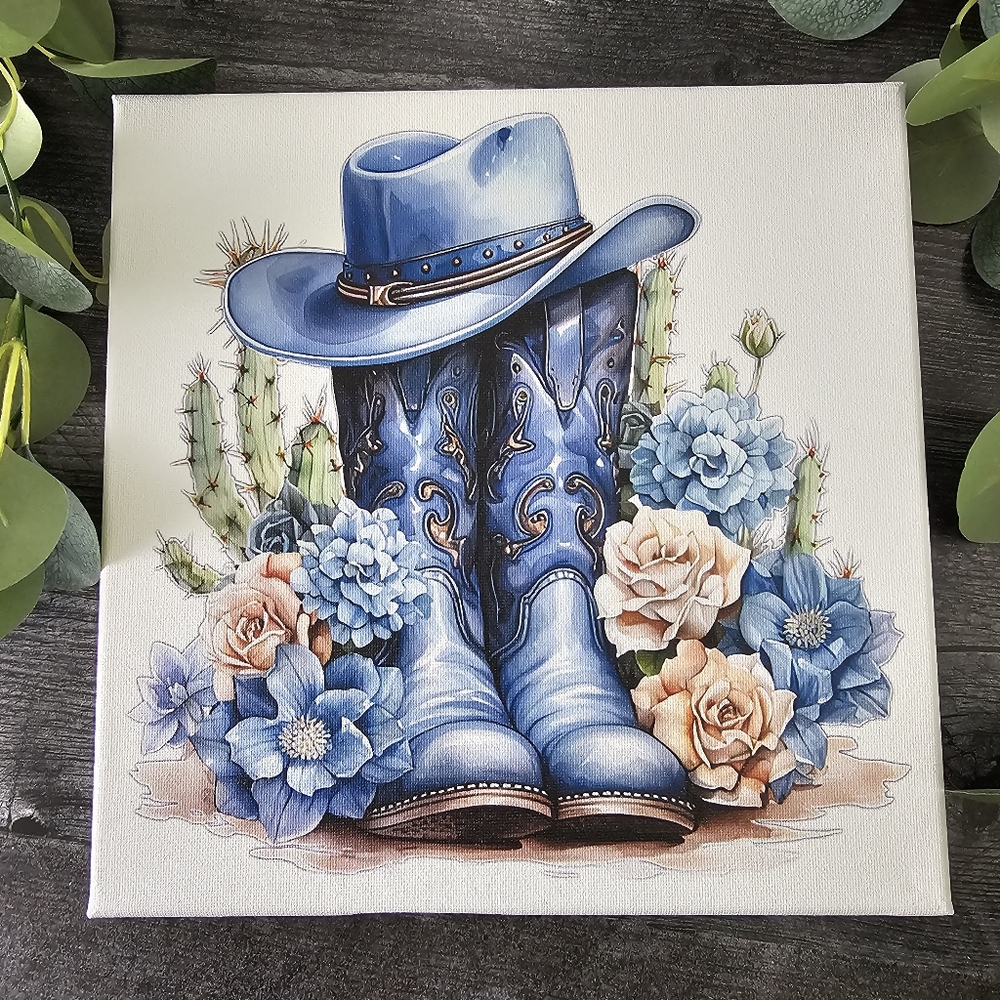 Blue Cowboy Boots Canvas Art